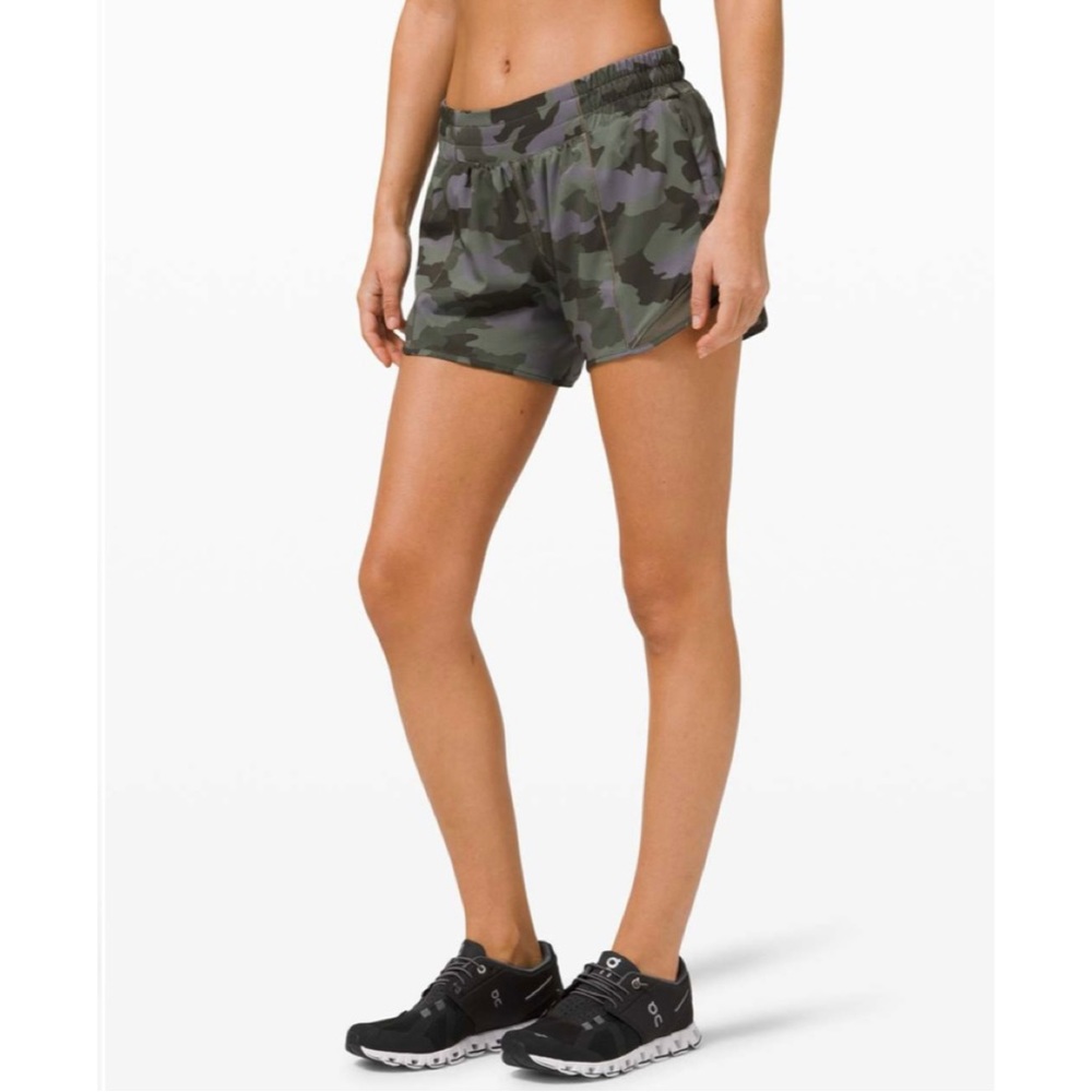 lululemon athletica Camo Athletic Shorts in Olive Green and Black